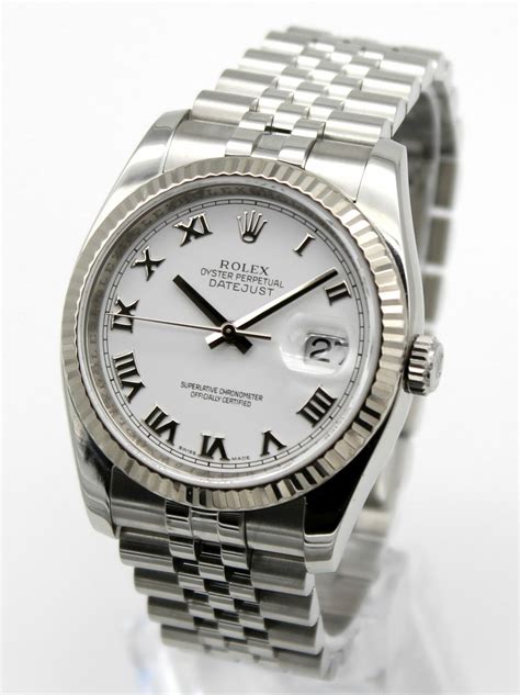 rolex datejust 36 white dial roman numerals